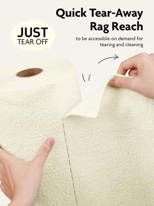 Fantasticlean Microfiber Cleaning Cloth Roll- 30 Sheets, 12" x 12" (Beige) | Super Absorbent, Lint-free, Tear-away Microfiber Towel Roll, for All-Purpose Cleaning, Reusable Alternative to Paper Towels