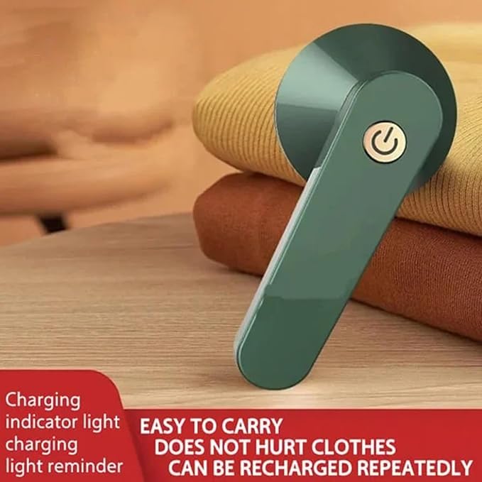 USB Rechargeable Fabric Shaver, Electric Lint Remover, Sweater Cordless Clothes Defuzzer, Portable Pills Trimmer for Clothes, Furniture (Green)