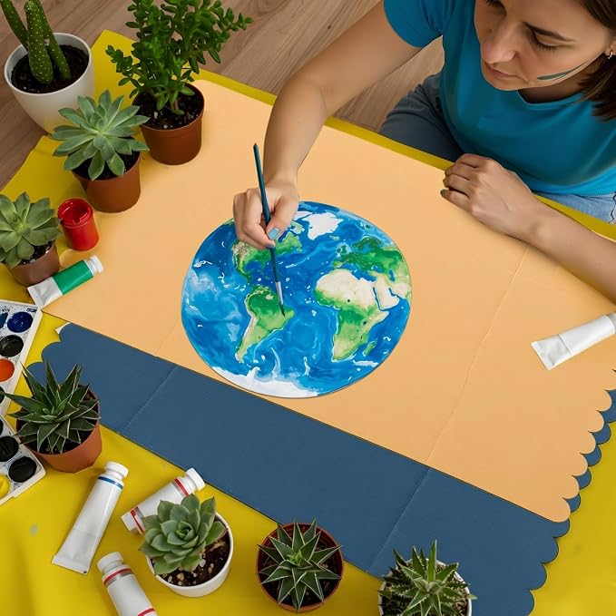 Mooliwe 4 Pack 21" x 14" Trifold Poster Board, Mini Foldable Corrugated Presentation Display Board with Scalloped Border for Science Fair Events, School Projects, Back to School Supplies