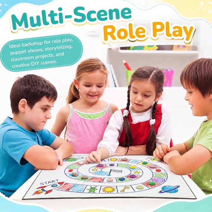 Zhanmai 4 Pcs Folding Blank Game Board 18 x 27 Inches Make Your Own Game Board, Quad Fold Dry Erase Blank Games Boards for School Classroom DIY Games Activities (6 Folds)