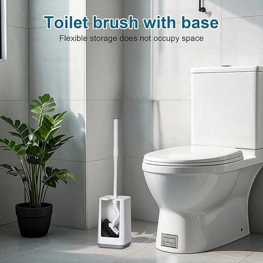 Toilet Bowl Brush and Holder 3 Pack Sturdy Plastic Long Handled Toilet Brushes for Bathroom with Ventilated Base Easy to Assemble for Deep Cleaning (White 3)