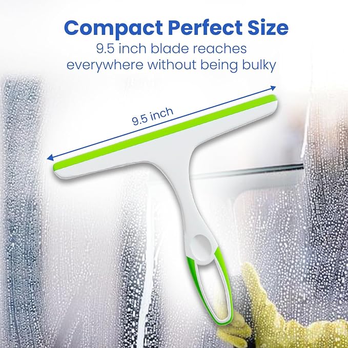 Middleofthemap Shower Squeegee - Flexible Silicone Blade, Lightweight Plastic Handle, Easy Hanging Hook, Attractive Colors, Perfect for Glass Doors, Windows, Tiles, and Mirrors 9.5" (4)