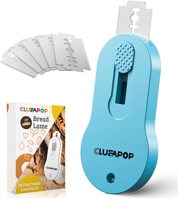 CLUEAPOP Bread Lame for Dough Scoring, Magnetic & Reusable Bread Lame Dough Scoring Tool, Anti-Slip Handle with Long Retractable Razor Blades, Sourdough Scoring Tool for Bread Making