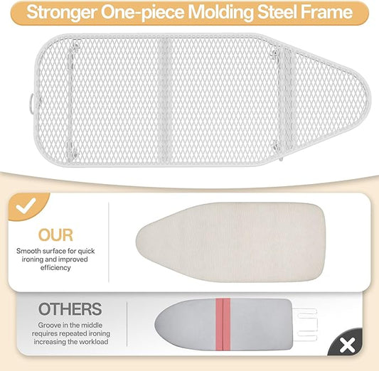 Small Ironing Board Tabletop with Heat Resistant Cover, Compact Mini Ironing Board with Metal mesh Frame,for dorm,apartment and Travel, Hook for Hanging, Iron Board 12x30, Iron Table Stand Cream White