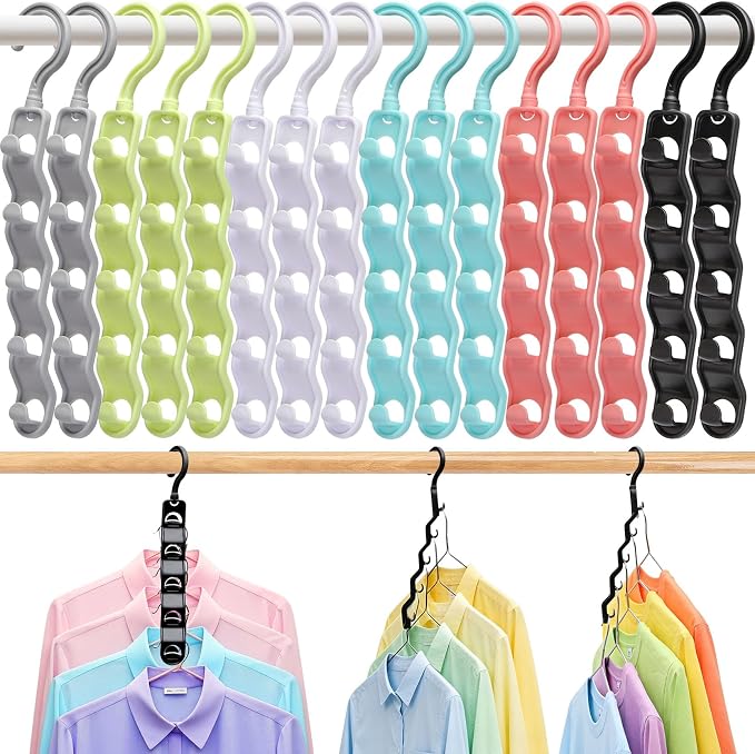 Closet Organizers and Storage,Upgraded Organization and Storage Clothes Hanger,College Dorm Room Essentials,Sturdy Closet Organizer Home Essentials Space Saving Hangers (Multicolor, 16 Pack)