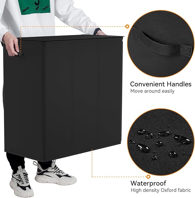 WOWLIVE 180L Laundry Hamper 3 Section, Large Laundry Basket with Lid | Dirty Clothes Hampers with Removable Bags and Handles, Collapsible Laundry Basket Organizer for Dorm Room, College, Black