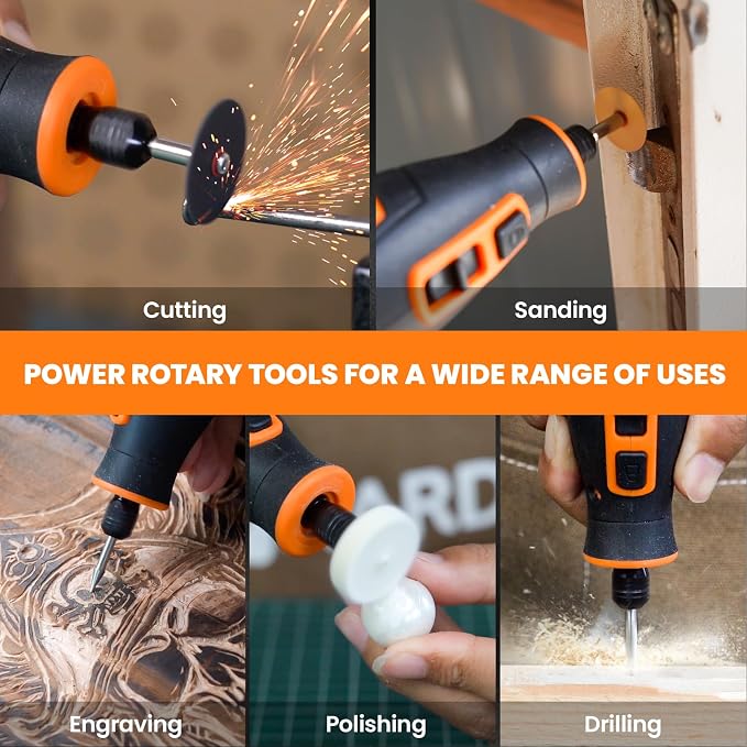 4V Cordless Rotary Tool Kit with 80Pcs, 4000mAh Long-lasting Battery | 6 Speeds 8000-28000RPM Rotary Tool with Digital Display for Cutting, Sanding, Polishing, Drilling, Engraving, DIY Crafts