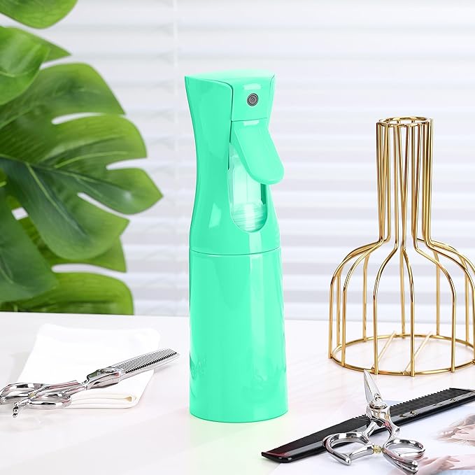 (Green Hair Mister Spray Bottle,Spray Water Bottle Fine Mist Refillable Plants(6.8OZ /200ML) Barber,Showering Pets, Plants, travel, Ironing and Cleaning (Continuous Spray)