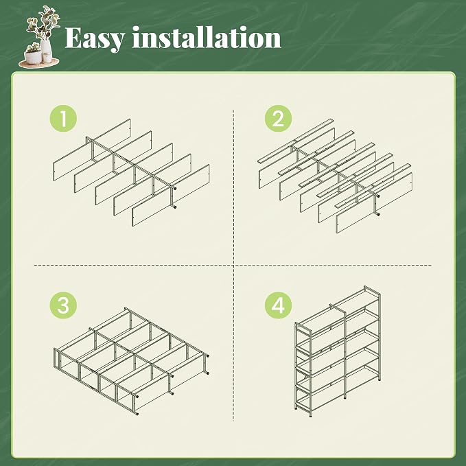 Huuger 5 Tier Bookshelf, Display Bookshelf with 10 Open Shelves and Raised Baffle, 47.2 Inch Straight Wide Bookcase with Metal Frame and Wooden Board, Adjustable Feet, White