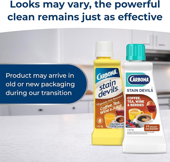 Carbona Stain Devils #8 (1.7 Fl Oz), Targeted Spot Cleaner for Coffee, Tea, Wine & Juice Stains, Safe on Skin & Washable Fabrics