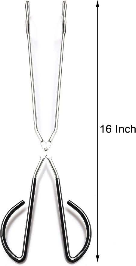 Hiash 16 Inch Extra Long Stainless Steel Kitchen Scissor Tongs, Non-Slip Comfortable Red Grip, Heat Resistant for BBQ and Cooking