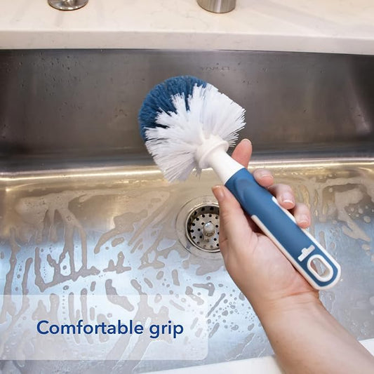 Unger Sink and Dish Scrub Brush, Kitchen Washing Scrubber for Hard-to-Reach Corners, Small Cleaning Supplies, Non-Scratch Bristles, Glassware, Pots, Pans, Tumblers, Drains, and Disposals (Pack of 10)