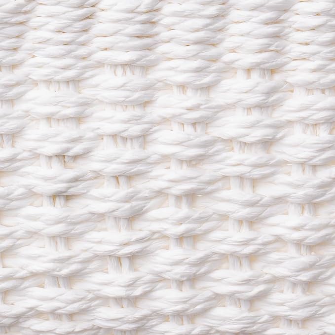 LA JOLIE MUSE Woven Storage Baskets for Organizing, Recycled Paper Rope Basket Bin Divider for Makeup Towel Shelf Cupboards Drawer Closet Dresser, Decorative White Storage Basket Set of 3