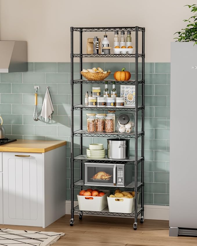 Golpart 8Tier Adjustable Storage Shelves Metal Wire Shelving Standing Shelf | Utility Heavy Duty Unit Rack Closet Organize for Home Kitchen Laundry Room Organization Pantry 12"Dx22"Wx72"H Black