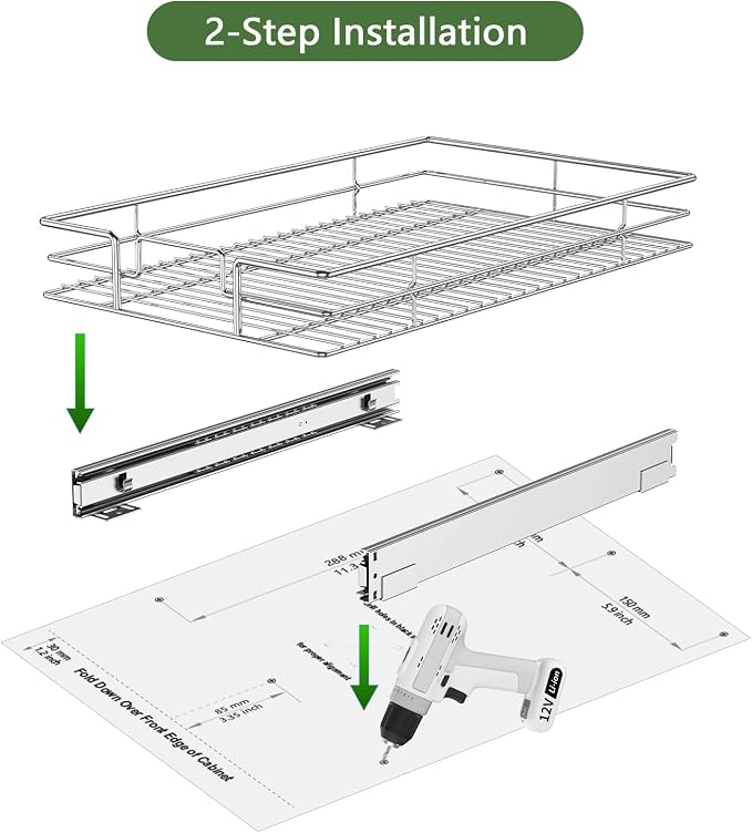 LOVMOR Pull Out Cabinet Organizer 7½" W x 21½" D, Kitchen Cabinet Pull Out Shelves Slide Out Storage