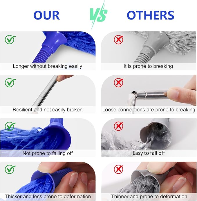 SetSail Extra-Long Dusters with Extension Pole 100-inch for Cleaning,Blue | Bendable Microfiber Head,Washable, Ceiling Fan Cleaner Duster, for Corner, High Ceilings and Furniture