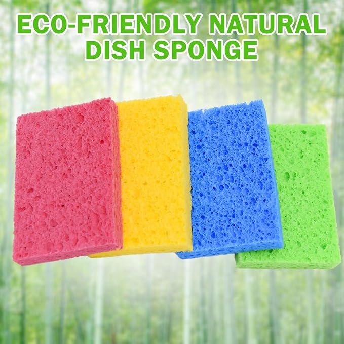 YoleShy 24 Pack Kitchen Sponges Natural Cellulose Compressed Sponges for Cleaning Reusable Dish Sponge Kitchen Non-Scratch DIY