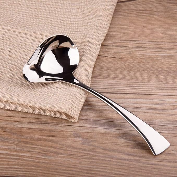 IMEEA 7-Inch Small Sauce Ladle with Pour Spout, 18/10 Stainless Steel Drizzle Spoon for Gravy, Dressing, Sauce, 2-Piece