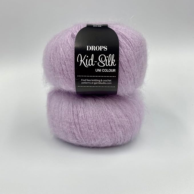 Drops Mohair and Silk Yarn Kid-Silk, 0 or Lace, 2 Ply, 0.9 oz 230 Yards per Ball (09 Light Lavender)