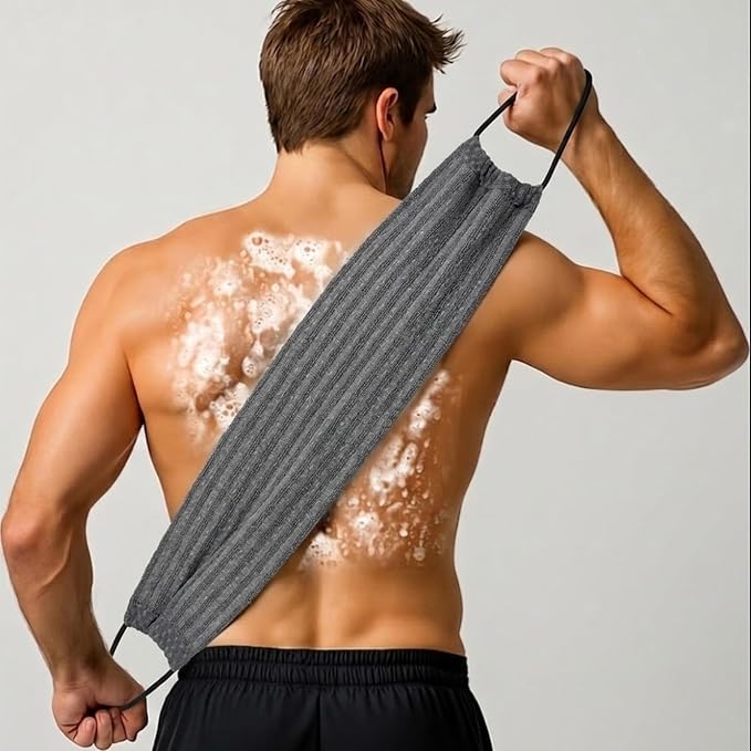 Yiclick Dual-Textured Exfoliating Washcloth Towel - Back Scrubber for Use in Shower Bath, Exfoliating Body Scrubber Exfoliator, Japanese Exfoliate Loofah Lufa Sponge Wash Cloth for Women Men