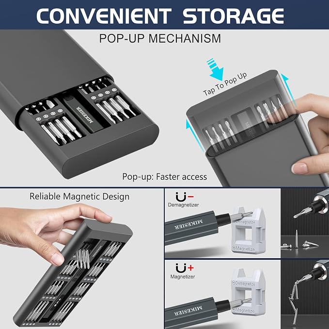 Mini Precision Electric Screwdriver Set, 68 in 1 Compact Repair Kit | 5 Torque Settings, 64 S2 Magnetic Bits, 200 RPM, Cordless Tool for Phone, Laptop, Camera, Drone & Game Console