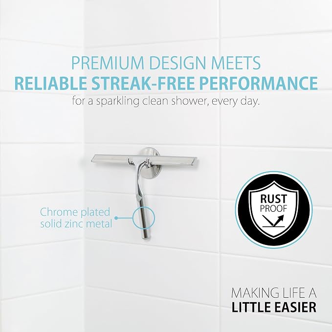 Better Living Deluxe Shower Squeegee, 10" Blade, Chrome