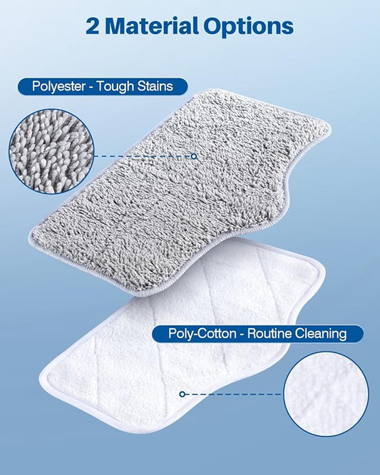LABIGO Steam Mop Replacement Pads - 6 Pack Machine Washable Microfiber Cloths, Reusable Carpet Cleaning Pads