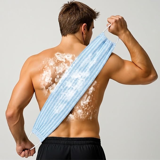 Yiclick Dual-Textured Exfoliating Washcloth Towel - Back Scrubber for Use in Shower Bath, Exfoliating Body Scrubber Exfoliator, Japanese Exfoliate Loofah Lufa Sponge Wash Cloth for Women Men