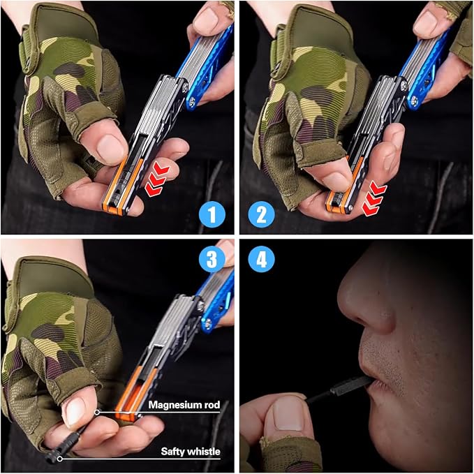 18 in 1 Multitool,Blue,with Replaceable Blades Wire Cutters for Gift | Stainless Steel Pliers Lightweight and Portable,Comprehensive Tool for Outdoor Activities,Apply to Survival,Camping & Hunting
