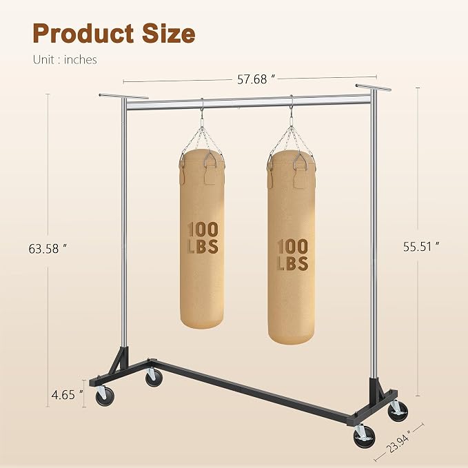 Hoctieon Z Clothes Rack with Cover, Metal Heavy Duty Clothing Rack, Rolling Garment Rack with Wheels, with Dustproof Cover Waterproof Protector, with 2 Durable Zippers, for Hanging Clothes, Chrome
