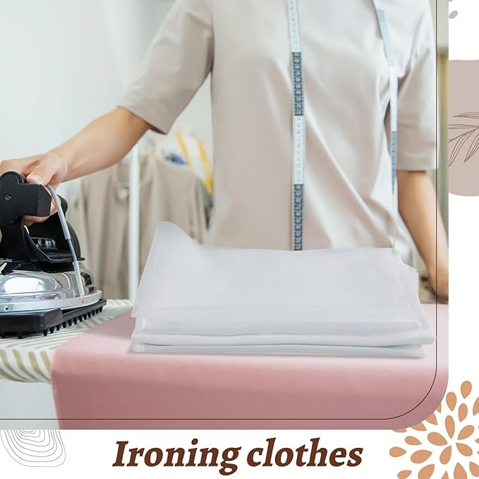 HunnmingRe 4 Types Pressing Cloth for Ironing, Include Linen, Nylon, Satin, Nylon Mesh Cloth Fabrics, 4 Types of Different Fabric Pressing Cloths for Clothes Protect (Medium)