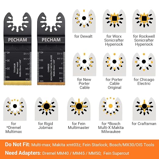 23PCS Titanium & Carbide Multitool Blades Oscillating Tool Saw Blades Heavy Duty for Hard Material, Metal/Steel Nails/Bolts/Screws Fit Most Oscillating Tools