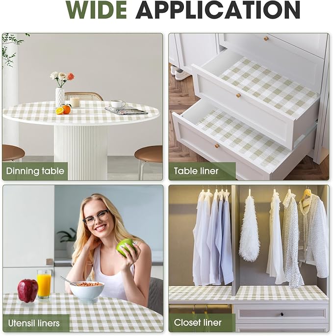 Beautysaid Shelf and Drawer Liner for Kitchen Cabinet Non Adhesive Non Slip | Shelf Paper Waterproof Washable Thickened for Dresser Pantry Shelve Bathroom Protector Liner(Checkered,12 in x 20FT)