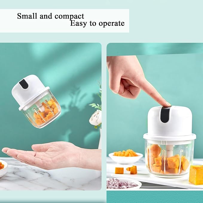 1.5 CUPS Electric Garlic Chopper,350ML Portable Veggie Chopper,Garlic Grinder Masher Onion Chopper, Blender to Vegetable, Cordless Food Processor for Ginger, Chili, Fruit, Meat, Spices, Beans, etc