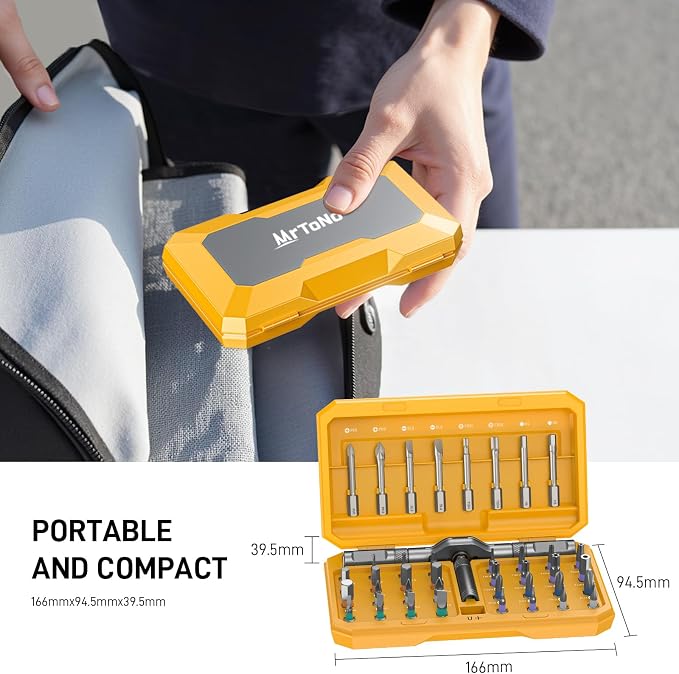 Magnetic Ratchet Screwdriver Set, 42 in 1 T Handle Ratchet Screwdriver Set | with S2 Steel Bits, Compact Case, Ratcheting Screwdriver for Home Daily Repair, DIY Projects, Ideal Gift for Men Husband