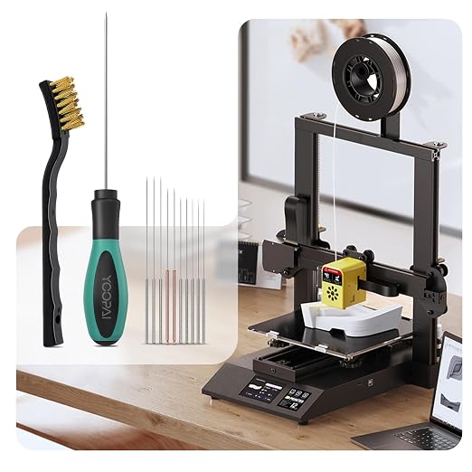 YOOPAI 3D Printer Nozzle Cleaning Kit, 3D Printer Cleaning Kit with Soft Rubber Handle, 0.4mm Nozzle Cleaning Needles and Copper Wire Brush, 3D Printer Tools Kit for 1.75mm Nozzles