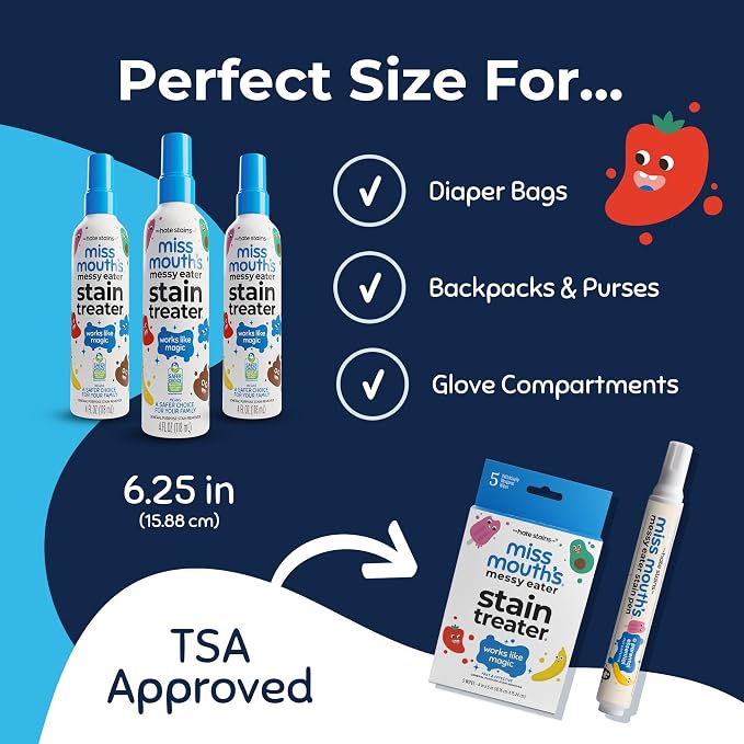 Miss Mouth's Messy Eater Stain Treater Spray, Laundry Stain Remover, 4 Oz | Newborn & Baby Essentials; Cleans Off Food, Grease, Coffee; Use on Laundry, Underwear, Fabric