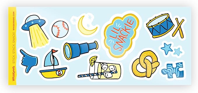 Whiskware Stackable Snack Containers for Kids and Toddlers, 3 Stackable Snack Cups for School and Travel, Tan/Blue/Blue