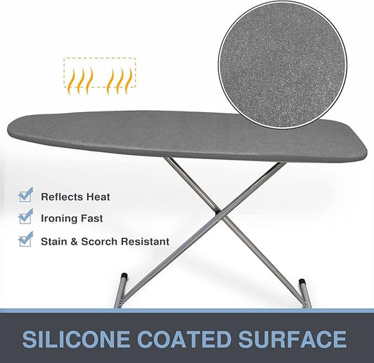 VividPaw Ironing Board Cover and Pad, Standard Size 15x54, Thick Padding, Elastic Edge, Silicone Coated, Resist Scorching, Adjustable Fastener, Heavy Duty Padded Iron Board Covers (Black)