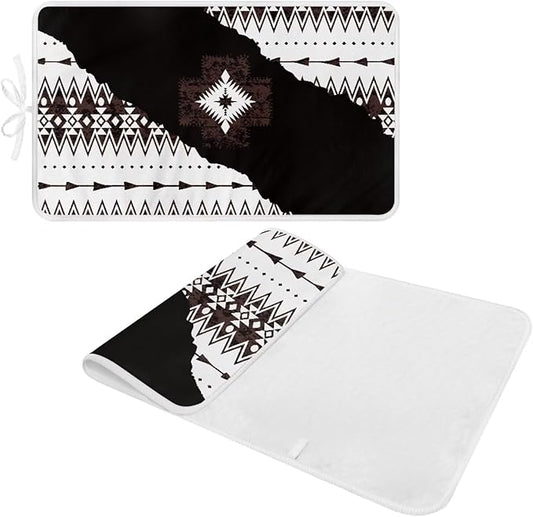 Aztec Print Ironing Mat Portable Ironing Pad Blanket for Table Top Heat Resistance Foldable Lightweight 32 x 16 Inch Small Ironing Pads for Washer,Dryer,Countertop