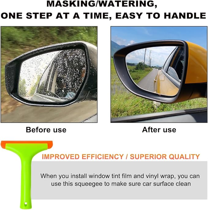 KVAEY 2PCS Small Silicone Window Squeegee, 5.9 Inch Car Windshield Water Blade Squeegee with Non-Slip Handle, All-Purpose Cleaning Squeegee for Car Windshield, Window, Mirror (Light Green)
