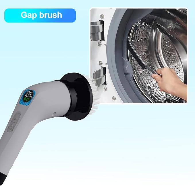 Electric Spin Scrubber for Cleaning - Bathroom Floor Shower Scrubber with Long Handle Cordless Handheld Power Spin Brush, IPX7 8in1 400RPM LED-Screen Fast Charging