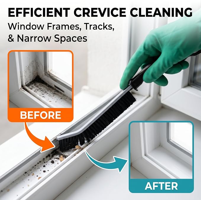 4 Pack Crevice Cleaning Brushes Hard Bristled Grout Brush Tool For Scrub Small Spaces Kitchen Toilet Bathroom Corner Sink Window Tracks Hinges Tile Multifunctional Gap Scrubbers Deep Clean Tools Black