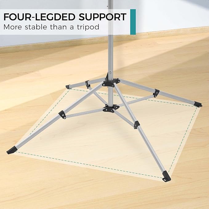 JS HANGER Indoor and Outdoor Portable Clothes Drying Rack with 4 Rotatable Arms for Hangers, 4 Legs, Collapsible Umbrella Laundry Air Dryer with 65 ft. of Hanging Space - Silver