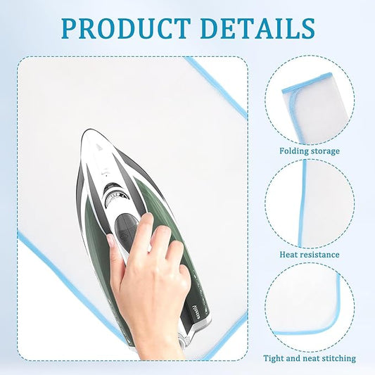 Pressing Cloth for Ironing, 4 PCS Ironing Cloth to Protect Clothes and Grey Tip Steaming Mitt, Heat Resistant Mesh Protector Can Effectively Absorb The Heat from The Iron (Pink, Blue)