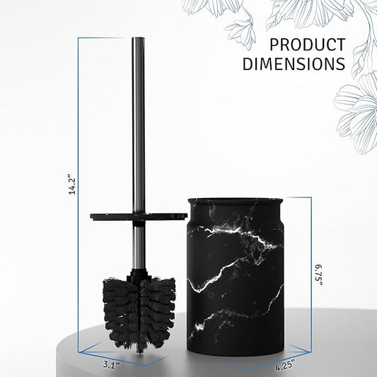 Toilet Brush and Holder Set - Toilet Bowl Brush and Holder with Sturdy Bristles for Thorough Cleaning - Concealed Matte Black Bathroom Accessories Toilet Cleaner Brush for Bathroom