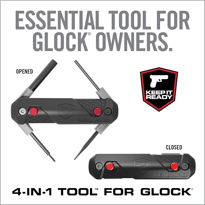 Real Avid Glock Accessories - Choose Between 2-in-1 Tool, 4-in-1 Tool or Pro Pack for Glock (Features Gun Mat, 2-in-1 Tool Cleaning Kit & Mag Tool)