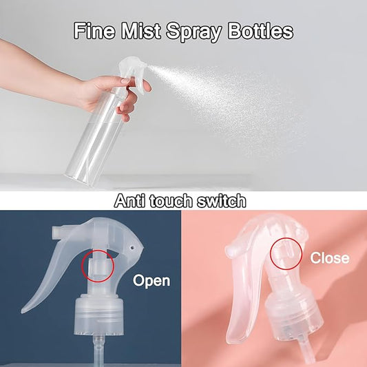 3 Pack 10 oz/300ml Plastic Spray Bottles, BPA-Free Empty Fine Mist Spray Bottles, Leak-Proof Safety Valve Sprayer for Hair, Plants, Cleaning & Pet Care (Not Continuous)