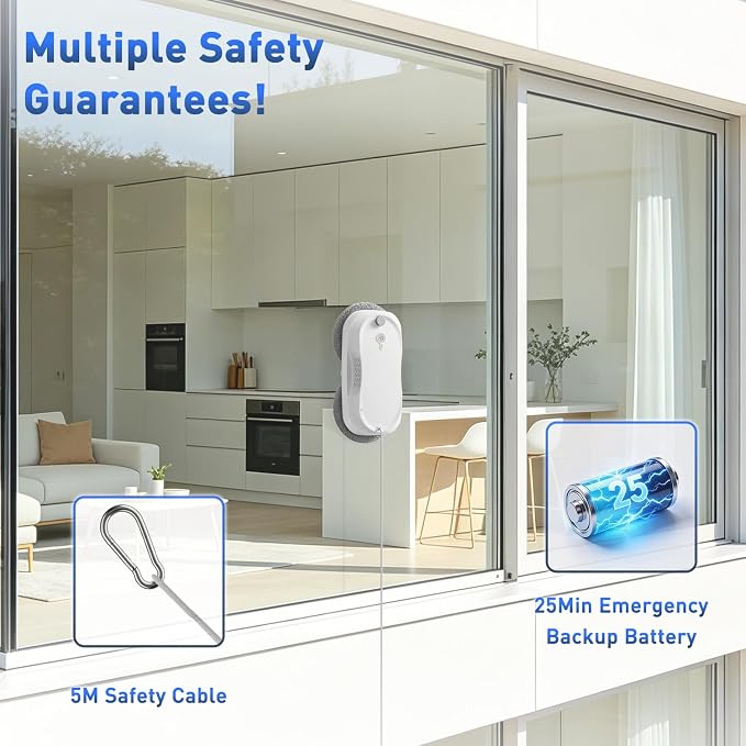 KKI Window Cleaning Robot,Upgraded Window Cleaner Robot, Auto-Dual Spray, Max 3200pa,3 Cleaning Modes & Edge Detection, Remote Control for High-Rise Windows, Glass Door,5Sets Cloths | Automatic,Dual Ultrasonic Spray, Max 3200pa, 3 Cleaning Modes & Edge...