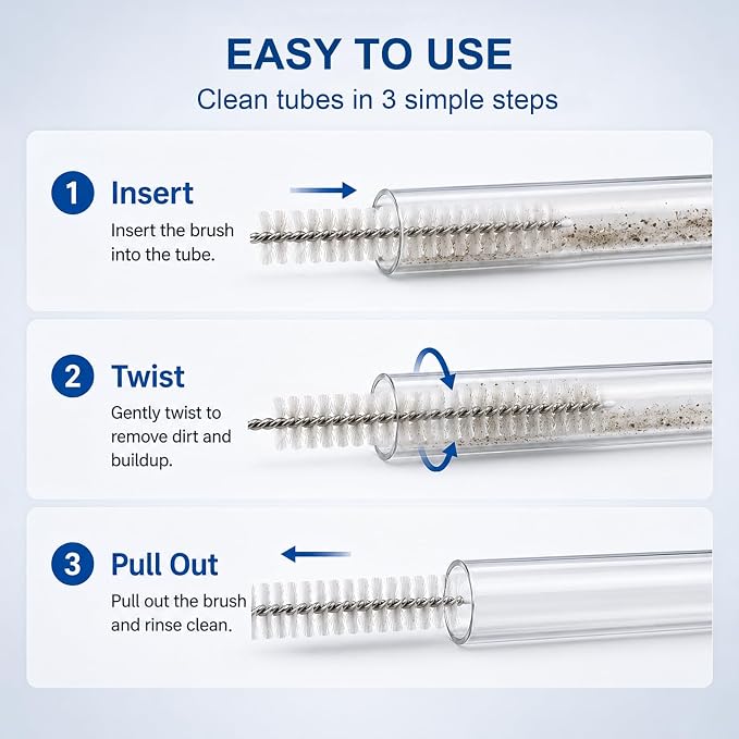 40 Inches 4-Pack Extra Long Cleaner Brush Set, Stainless Steel Pipe Cleaner Brushes for Straws, Kegerator Tubes, Siphon Hoses, Feeding Tubes, Sunroof Drains, Ice Maker Hoses, and More